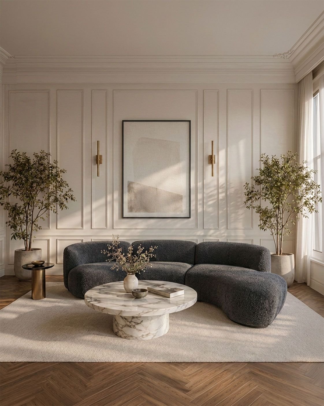 Neoclassical luxury living room interior design in Dubai by UNIQ